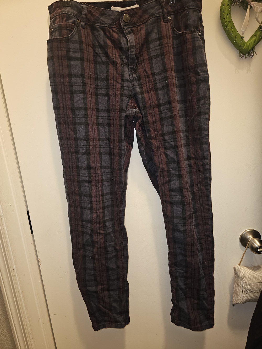 Est.1946 Plaid Denim Pants SZ 12 Indie Grunge Alt Low-key Goth
